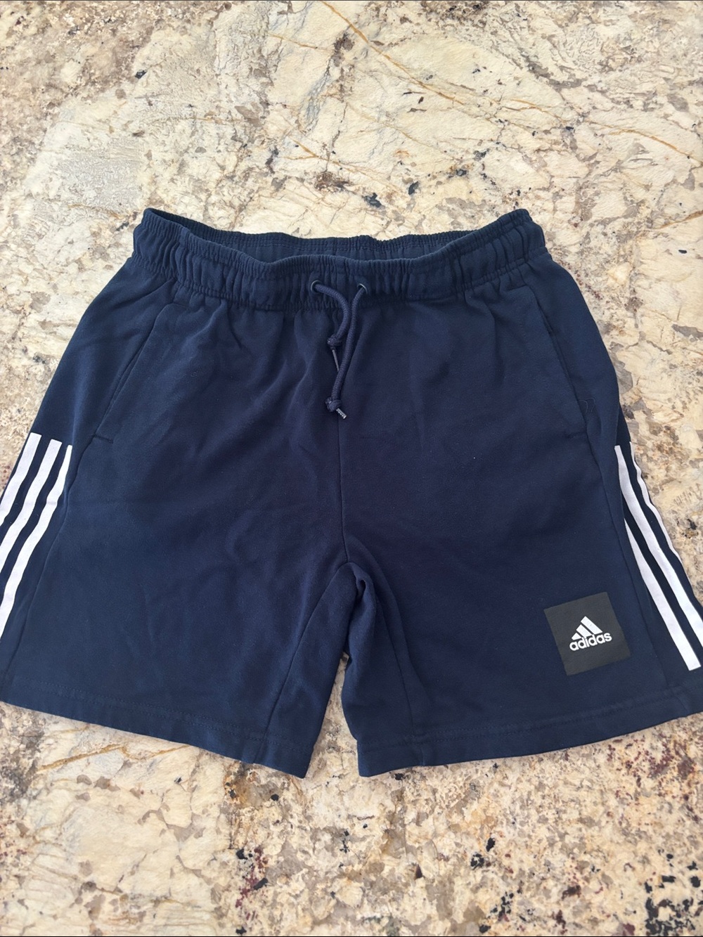 Men’s adidas Navy Athletic Shorts with White 3-Stripes